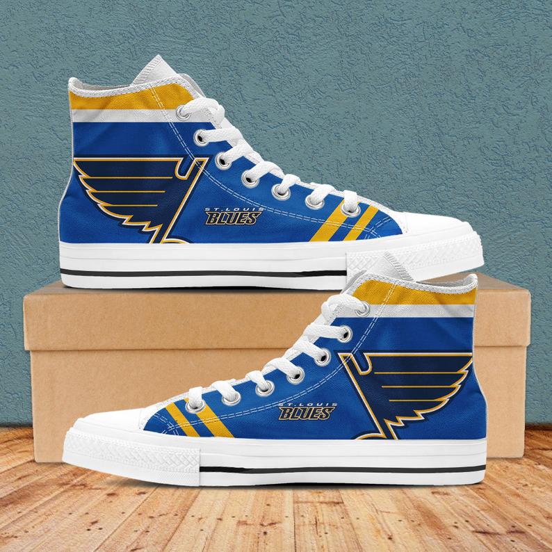 Women's And Youth St. Louis Blues Repeat Print High Top Sneakers 005